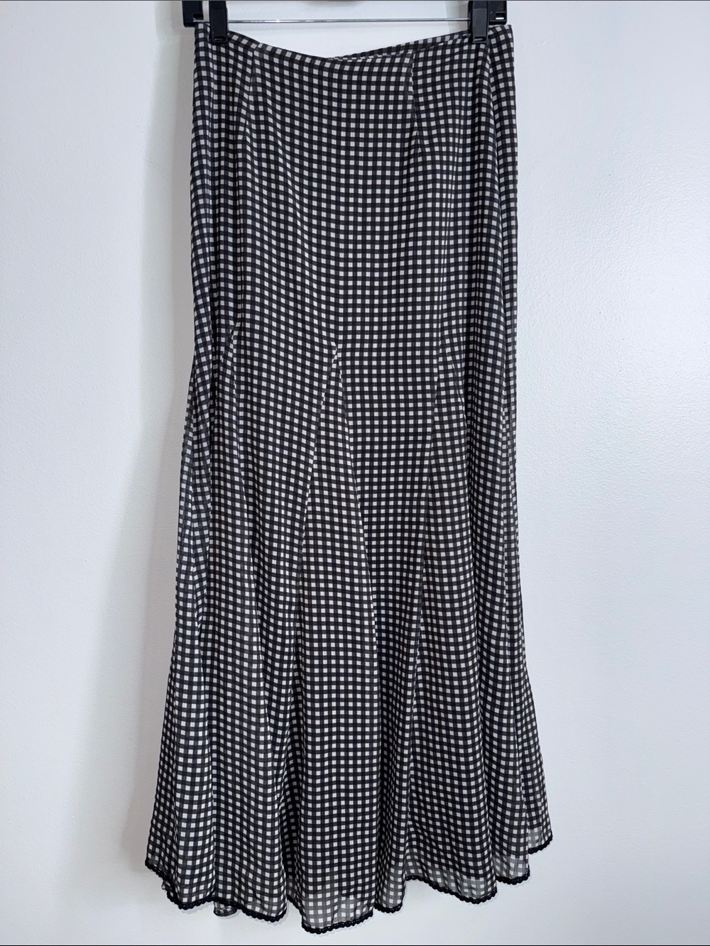 Johnathon Simkhai gingham ruffle slit maxi skirt size medium - Picture 5 of 8